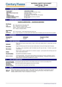 MSDS Lead Scrap Dross Automotive 2013