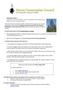 Submission guide to Draft report: active and adaptive cypress management in the Brigalow and Nandewar state conservation areas The Natural Resources Commission (NRC), a NSW Government agency, has released a draft report 