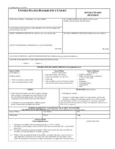 B 5 (Official Form[removed]UNITED STATES BANKRUPTCY COURT INVOLUNTARY PETITION