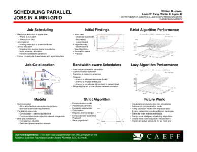 SCHEDULING PARALLEL JOBS IN A MINI-GRID Job Scheduling William M. Jones, Louis W. Pang, Walter B. Ligon, III