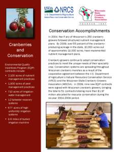 Conservation Accomplishments Cranberries and Conservation Environmental Quality Incentives Program (EQIP)