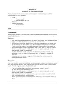 Appendix iv Guidelines for web communications There are several forms of web-based communications that branches can exploit to communicate with their members: •