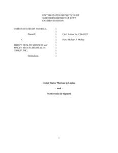 Discovery / Sherman Antitrust Act / Lawsuit / Dubuque /  Iowa / Finley / Geography of the United States / United States / Iowa / Motion / Finley Hospital