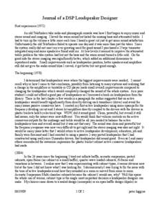 Journal of a DSP Loudspeaker Designer First experiences[removed]An old Telefunken tube radio and phonograph console was how I first began to enjoy music and stereo sound and imaging. I loved the warm sound but hated the m