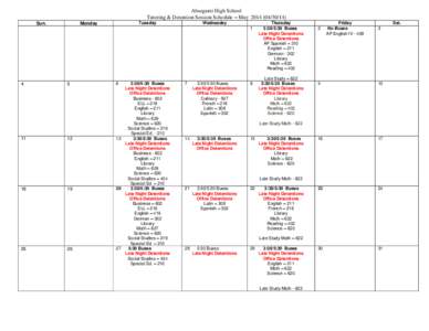 Absegami High School Tutoring & Detention Session Schedule – May[removed]Sun. Tuesday