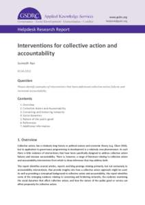 www.gsdrc.org  Helpdesk Research Report  Interventions for collective action and