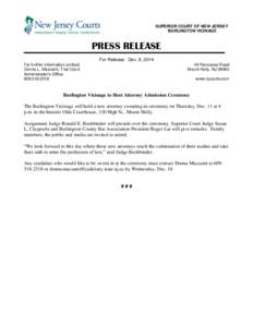 Burlington Vicinage to Host Attorney Admission Ceremony