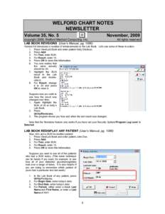 WELFORD CHART NOTES NEWSLETTER Volume 35, No. 5 November, 2009