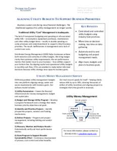220 Second Avenue South #216 Seattle, WAwww.de-mgmt.com ALIGNING UTILITY BUDGETS TO SUPPORT BUSINESS PRIORITIES Business owners are facing new financial challenges. The