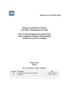 Document No. EPA-RPT-021K  Kingston Ash Recovery Project Non-Time-Critical Removal Action River System Sampling and Analysis Plan Task Completion Technical Memorandum