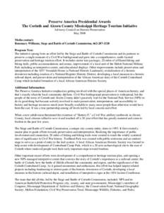 Siege and Battle of Corinth Sites / Corinth /  Mississippi / Shiloh National Military Park / Civil War Trust / Corinth / National Park Service / Alcorn County /  Mississippi / Battle of Shiloh / Historic preservation / Mississippi / Tennessee / Geography of the United States