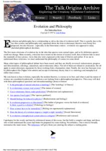 Evolution and Philosophy  Evolution and Philosophy An Introduction Copyright © 1997 by John Wilkins