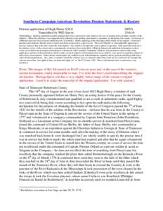 Southern Campaign American Revolution Pension Statements & Rosters Pension application of Hugh Henry S2611 Transcribed by Will Graves f40VA[removed]