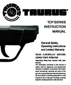 TCP SERIES INSTRUCTION MANUAL General Safety, Operating Instructions