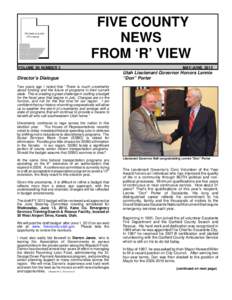 FIVE COUNTY NEWS FROM ‘R’ VIEW VOLUME XII NUMBER 3  Director’s Dialogue