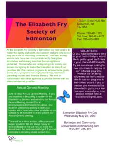 The Elizabeth Fry Society of Edmonton[removed]AVENUE NW Edmonton, AB