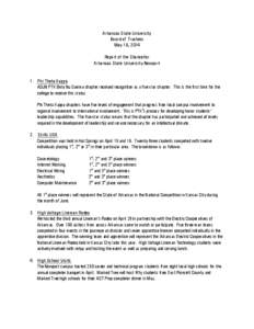 Arkansas State University Board of Trustees May 16, 2014 Report of the Chancellor Arkansas State University-Newport 1. Phi Theta Kappa