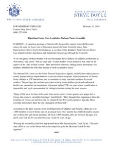 FOR IMMEDIATE RELEASE Contact: Rep. Steve DoyleFebruary 13, 2018