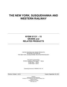 THE NEW YORK, SUSQUEHANNA AND WESTERN RAILWAY NYSW 01131 – 15 GRAINS and RELATED PRODUCTS