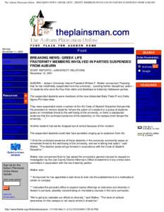 The Auburn Plainsman Online - BREAKING NEWS: GREEK LIFEFRATERNITY MEMBERS INVOLVED IN PARTIES SUSPENDED FROM AUBURN