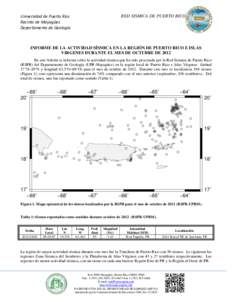 RED SISMICA DE PUERTO RICO  Universidad de Puerto Rico Recinto de Mayagüez Departamento de Geología