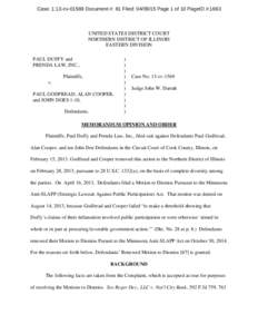 Case: 1:13-cvDocument #: 81 Filed: Page 1 of 10 PageID #:1663  UNITED STATES DISTRICT COURT NORTHERN DISTRICT OF ILLINOIS EASTERN DIVISION PAUL DUFFY and