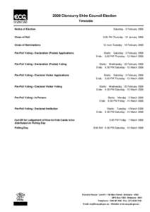 2008 Cloncurry Shire Council Election Timetable Notice of Election Saturday - 2 February 2008