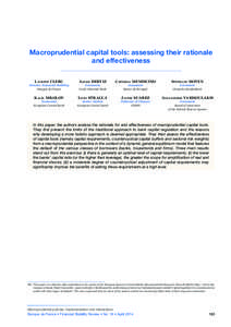 Macroprudential capital tools: assessing their rationale and effectiveness Laurent CLERC Alexis DERVIZ