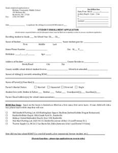 Send completed application to: Bethany Community Middle School 181 Bethany Rd. Reidsville, NC[removed]Fax: ([removed]