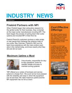 INDUSTRY NEWS July 2014 Firebird Presort  Firebird Partners with NPI