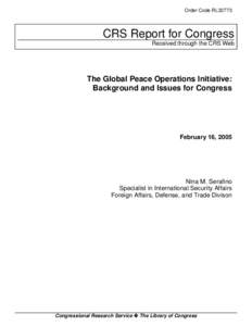 The Global Peace Operations Initiative: Background and Issues for Congress