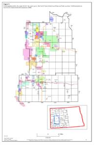 Figure 9.  Field boundaries within the center third of the central part of the North Dakota Study Area (Dunn and Stark counties). Field boundaries are from North Dakota Industrial Commission[removed]91W