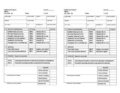 FertilityCare Center of Address City, State Zip Invoice # _________