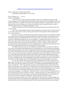 Southern Campaign American Revolution Pension Statements & Rosters Pension Application of William Bryan S6760 Transcribed and annotated by C. Leon Harris State of Virginia, and } To wit County of Rockingham }