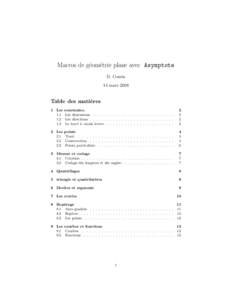 Macros de géométrie plane avec Asymptote D. Comin 14 mars 2008 Table des matières 1 Les