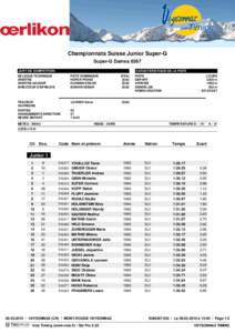 Championnats Suisse Junior Super-G Super-G Dames 6367 JURY DE COMPETITION CARACTERISTIQUE DE LA PISTE