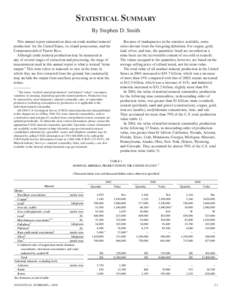 Statistical Summary By Stephen D. Smith This annual report summarizes data on crude nonfuel mineral production for the United States, its island possessions, and the Commonwealth of Puerto Rico. Although crude mineral p