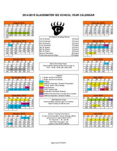 [removed]GLADEWATER ISD SCHOOL YEAR CALENDAR August 2014 S M