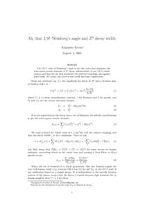 Ah, that 3/8! Weinberg’s angle and Z 0 decay width. Alejandro Rivero∗ August 4, 2005 Abstract The GUT value of Weinberg’s angle is also the value that minimises the