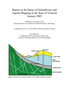 Report on the Status of Groundwater and Aquifer Mapping in the State of Vermont January 2003 Submitted to the Chairs of the Senate and House Committees on Natural Resources and Energy As Required in Act 133 of the 2002 V