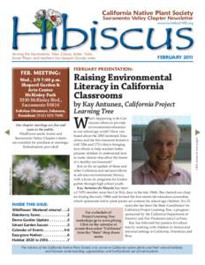 California Native Plant Society Sacramento Valley Chapter Newsletter www.SacValleyCNPS.org Serving the Sacramento, Yolo, Colusa, Sutter, Yuba, lower Placer and northern San Joaquin County areas