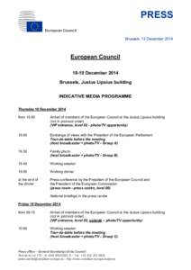 PRESS European Council Brussels, 12 December 2014 European Council[removed]December 2014