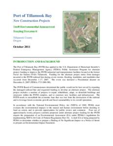 Port of Tillamook Bay New Construction Projects Draft Environmental Assessment Scoping Document Tillamook County Oregon