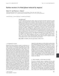 Geophys. J. Int[removed], 445–452  doi: [removed]j.1365-246X[removed]x Surface motion of a fluid planet induced by impacts Sidao Ni1 and Thomas J. Ahrens2