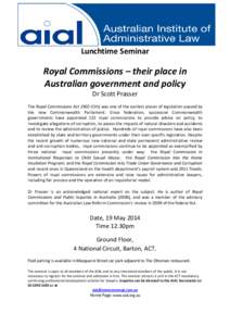 Law / Royal Commission / Public administration / Government / Administrative law / Australia / Royal Commissions Act