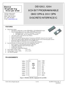 DEI1282, 1284 8CH BIT PROGRAMMABLE GND/OPN & 28V/OPN DISCRETE INTERFACE IC  Device