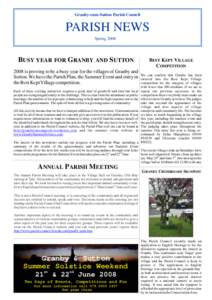 Granby-cum-Sutton Parish Council  PARISH NEWS Spring[removed]BUSY YEAR FOR GRANBY AND SUTTON