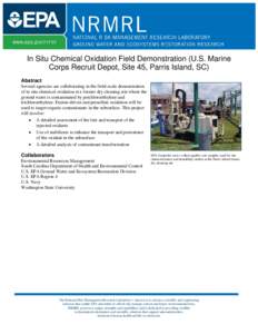 In Situ Chemical Oxidation Field Demonstration (U.S. Marine Corps Recruit Depot, Site 45, Parris Island, SC)