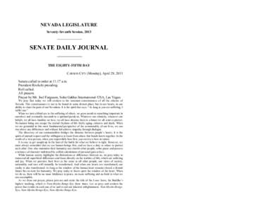 77th[removed]Session Journal - (Monday), April 29, [removed]SENATE DAILY JOURNAL		THE EIGHTY-FIFTH DAY