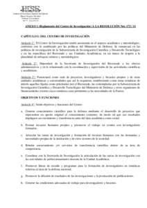 ANEXO 1 (Reglamento del Centro de Investigación) A LA RESOLUCIÓN Nro